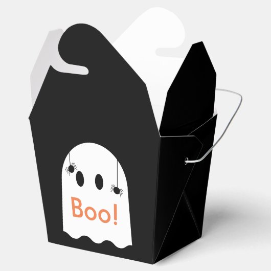 Boo. Halloween Ghost Black Favor Cadebox Bedankdoosjes (Geopend)