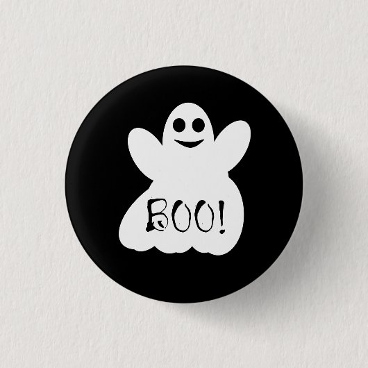 Boo. Halloween Ghost Button Badge (Voorkant)
