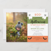 Boo Halloween Ghost Foto 1st Birthday Party Invit Kaart (Voorkant)