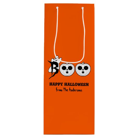 BOO! Halloween Ghost Gift Bag Wijn Cadeautas (Voorkant)