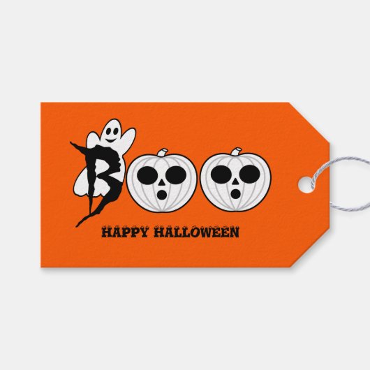 Boo. Halloween Ghost Gift Label Cadeaulabel (Voorkant (Horizontaal))