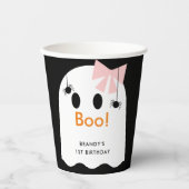 Boo. Halloween Ghost Girl Black Birthday Papieren Bekers (Voorkant)