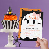 Boo. Halloween Ghost Girl Cute Birthday Invitation Kaart