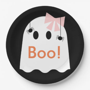 Boo. Halloween Ghost GIrl Cute Black Paper Bord