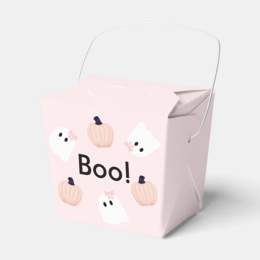 Boo Halloween Ghost Girl en Pumpkin Cute Pink Bedankdoosjes (Voorkant Zijde)