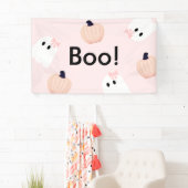 Boo Halloween Ghost Girl Oranje Pumpkin Pink Spandoek (Insitu)