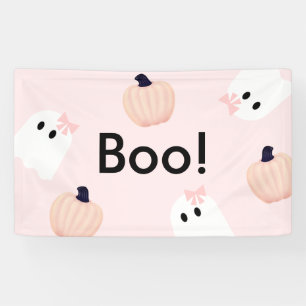 Boo Halloween Ghost Girl Oranje Pumpkin Pink Spandoek