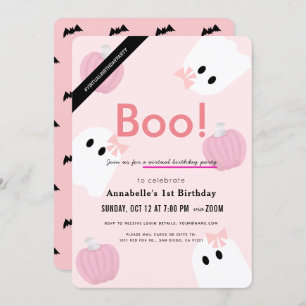 Boo. Halloween Ghost Girl Pink virtuele dag Kaart