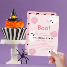 Boo. Halloween Ghost Girl Pumpkin Pink Birthday
