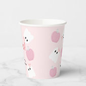 Boo. Halloween Ghost Girl Pumpkin Pink Birthday Papieren Bekers (Links)