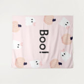 Boo Halloween Ghost Girl Pumpkin Pink Welkom Wandkleed (Voorkant (horizontaal))