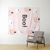 Boo Halloween Ghost Girl Pumpkin Pink Welkom Wandkleed (In Situ (horizontaal))