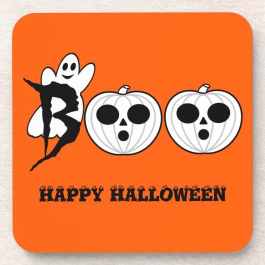 BOO! Halloween Ghost-Onderzetters Bier Onderzetter (Voorkant)
