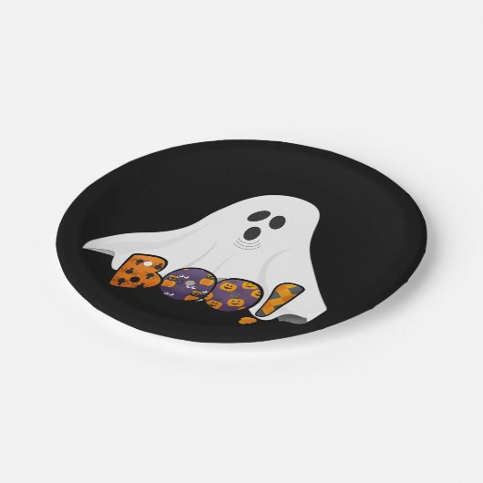 BOO Halloween Ghost Party Papieren Bordje (Gekanteld)