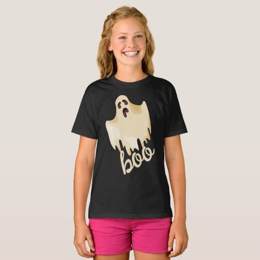 Boo, Halloween Ghost Personalized T-Shirt (Voorkant volledig)