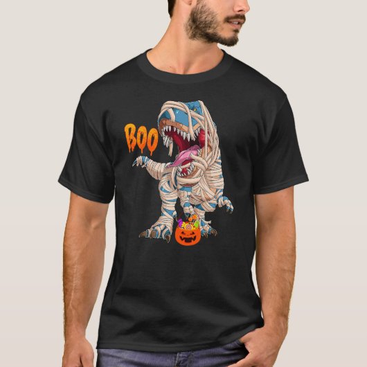 BOO Halloween Ghost Skeleton Dinosaur T-Rex T-shirt (Voorkant)