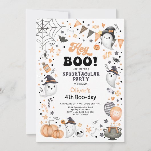 Boo. Halloween Ghost Spooktacular Birthday Inv Kaart (Voorkant)