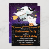 Boo Halloween Ghosts Birthday Party Kaart (Voorkant / Achterkant)