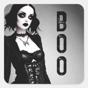Boo Halloween Gotische Dame Vierkante Sticker