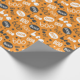 Boo Halloween Handlettering op sinaasappel Cadeaupapier