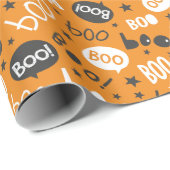 Boo Halloween Handlettering op sinaasappel Cadeaupapier (Rol Hoek)