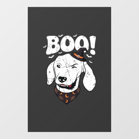 Boo Halloween Hond Heks Hoed Vleermuizen Raamsticker (Vel)