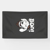 Boo Halloween Hond Heks Hoed Vleermuizen Spandoek (Horizontaal)