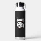 Boo Halloween Hond Heks Hoed Vleermuizen Waterfles (Voorkant)