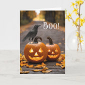 Boo Halloween Jack o' Lanterns en Raven Kaart (Gele Bloem)