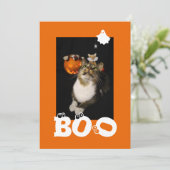 Boo Halloween Kat Geest Spinneboog Oogballen Foto Feestdagenkaart (Staand voorkant)