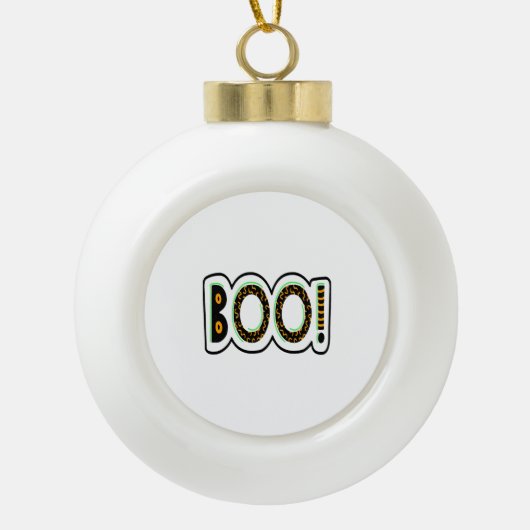 BOO Halloween Keramische Bal Ornament (Voorkant)