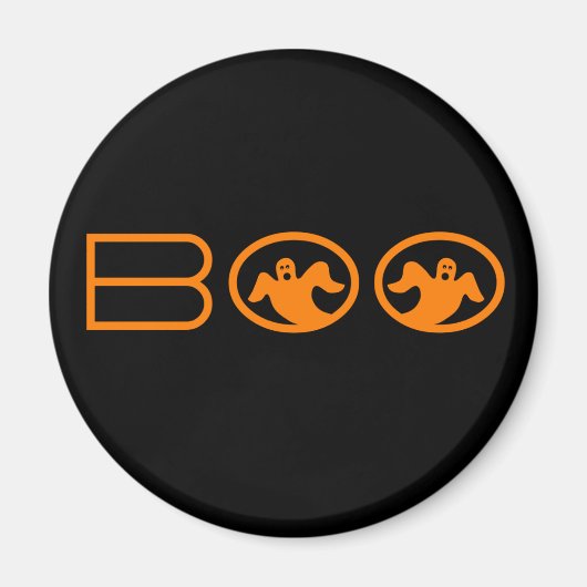 Boo Halloween Magnet, zwart en Oranje Magneet (Voorkant)