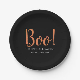 Boo Halloween Modern Black Papieren Bordje