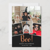 Boo Halloween Modern Black Photo Holiday Kaart (Voorkant)