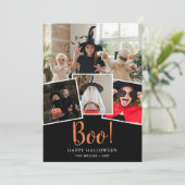 Boo Halloween Modern Black Photo Holiday Kaart (Staand voorkant)