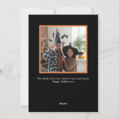 Boo Halloween Modern Black Photo Holiday Kaart (Achterkant)