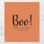 Boo Halloween Modern Sinaasappel Wijn Etiket (Enkel label)