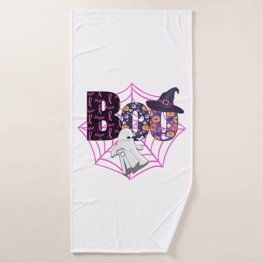 Boo Halloween Oktober Roze Badhanddoek (Badhanddoek)