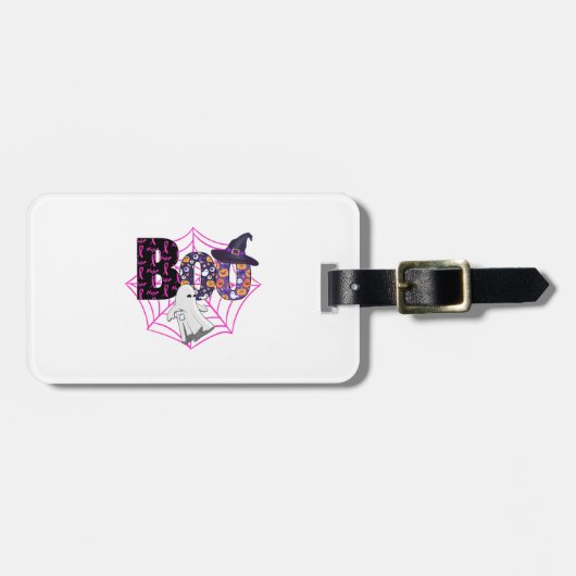Boo Halloween Oktober Roze Bagagelabel (Voorkant horizontaal)