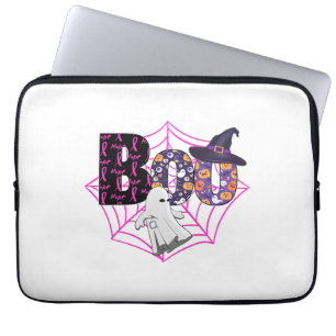 Boo Halloween Oktober Roze Laptop Sleeve