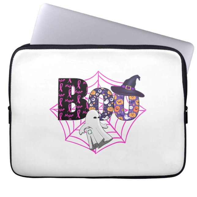 Boo Halloween Oktober Roze Laptop Sleeve (Voorkant)