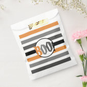 Boo Halloween Oranje Black Striped Spooky Font Bedankzakje (Gezegeld)
