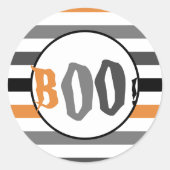 Boo Halloween Oranje Black Striped Spooky Font Ronde Sticker (Voorkant)