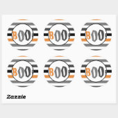 Boo Halloween Oranje Black Striped Spooky Font Ronde Sticker (Vel)