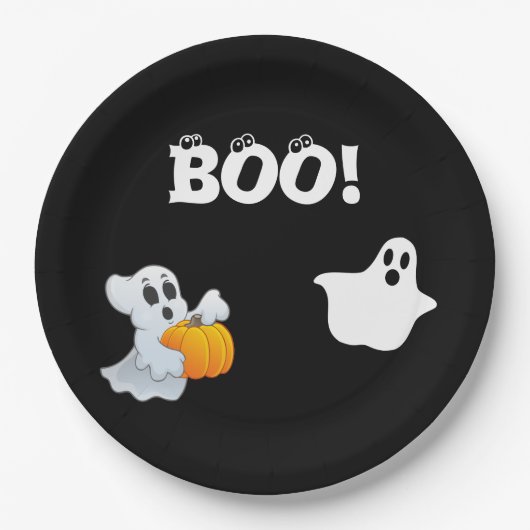 Boo Halloween Papieren Bordje (Voorkant)