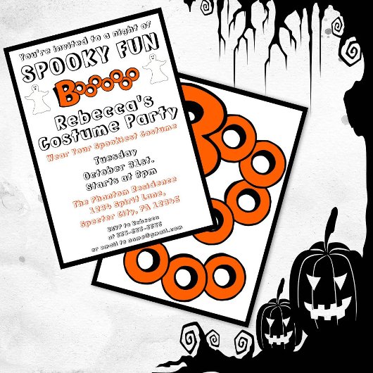 Boo Halloween Party Invitation Kaart