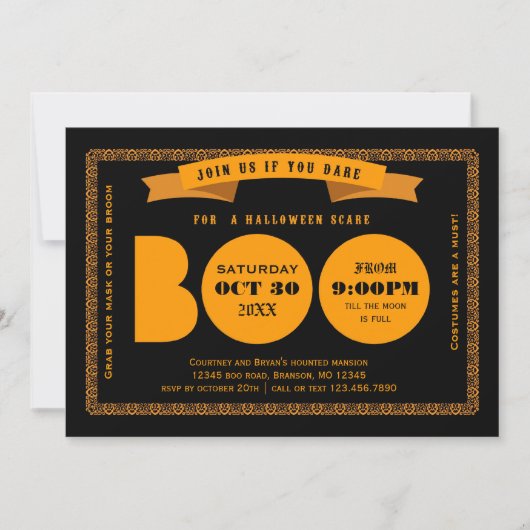 Boo Halloween Party Invitation Kaart (Voorkant)