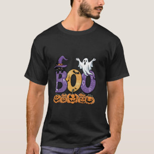 Boo Halloween Pattern Schattige maar eng Black Cat T-shirt