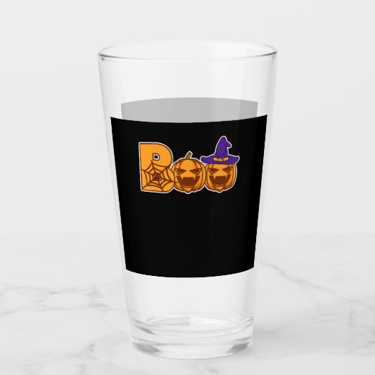 Boo Halloween Pompoen Gezichten Spin Glas (Voorkant)
