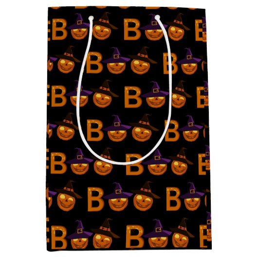 Boo Halloween Pumpkin Illustratie   Medium Cadeauzakje (Voorkant)